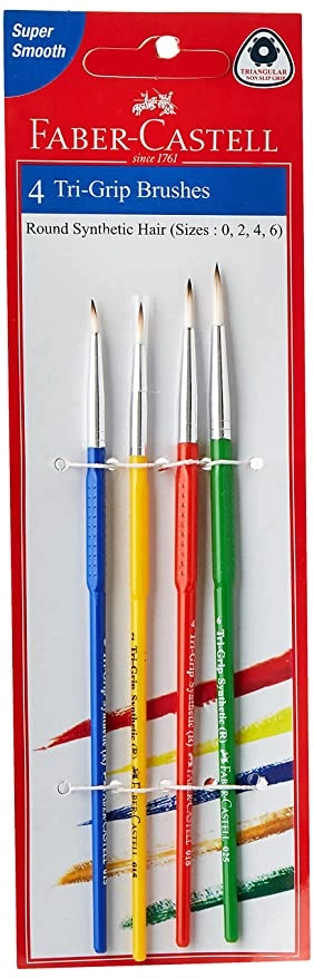 Faber-Castell Tri-Grip Brush - Round, Pack of 4 (Assorted)