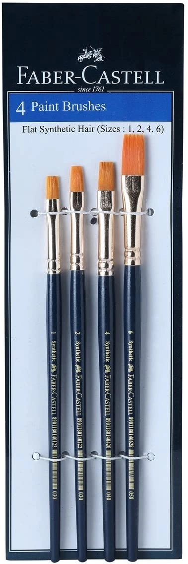 Faber Castell Synthetic Hair Round Assorted Paint Brush, Set of 4