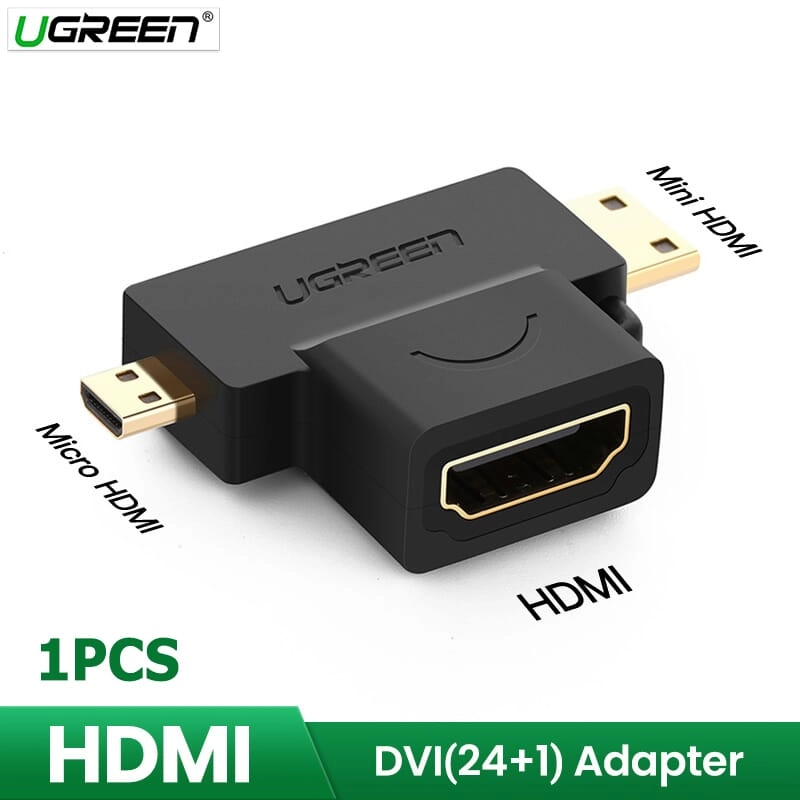 Micro HDMI + Mini HDMI Male to HDMI Female Adapter