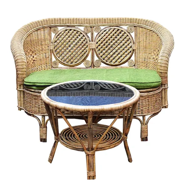 Natural Cane & Rattan Couch Set