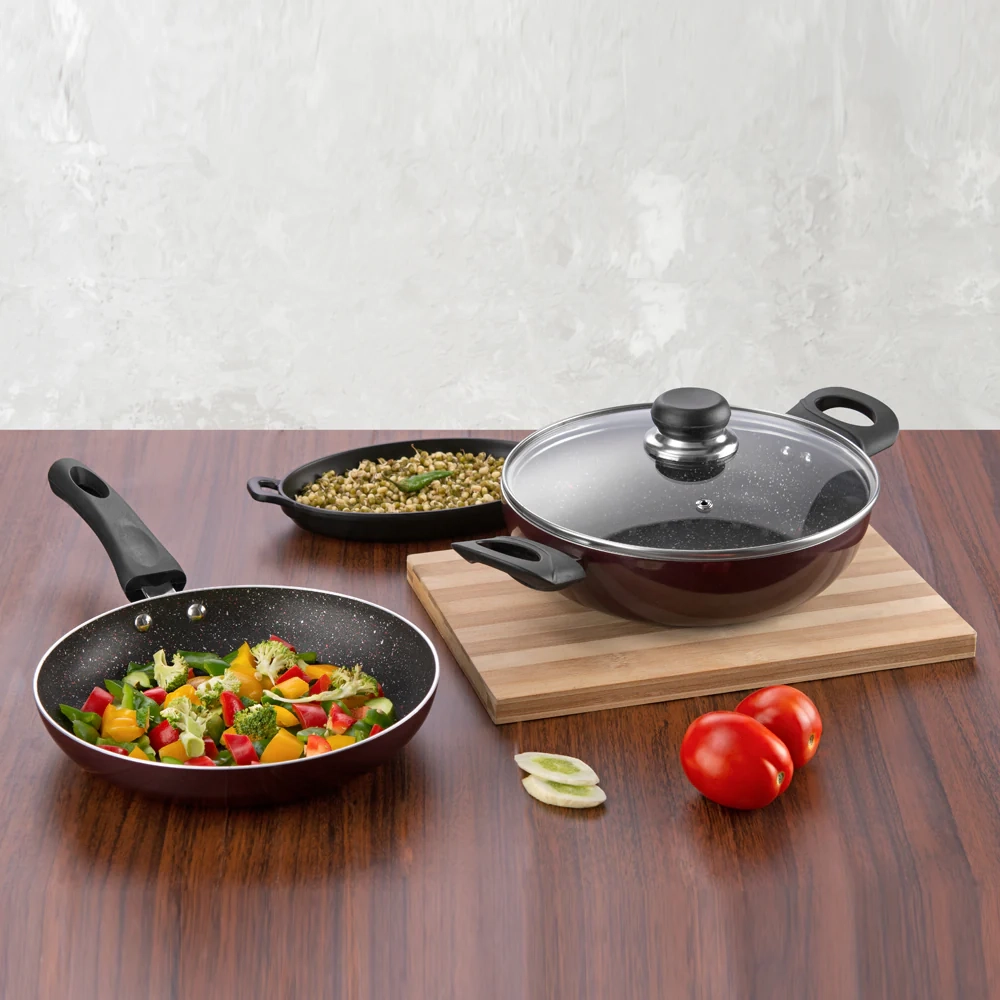 VINOD - 3SUP - 3 PCS SUPREME D.TAWA 28 CM KADAI 24CM FRYPAN 24 CM (VC-1034)