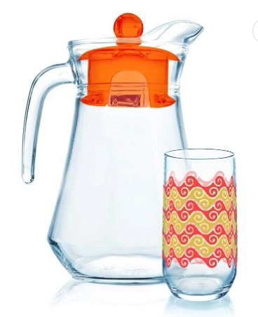 LUMINARC  Q0957  ORANGE WAVE DRINK SET 7 PIECES