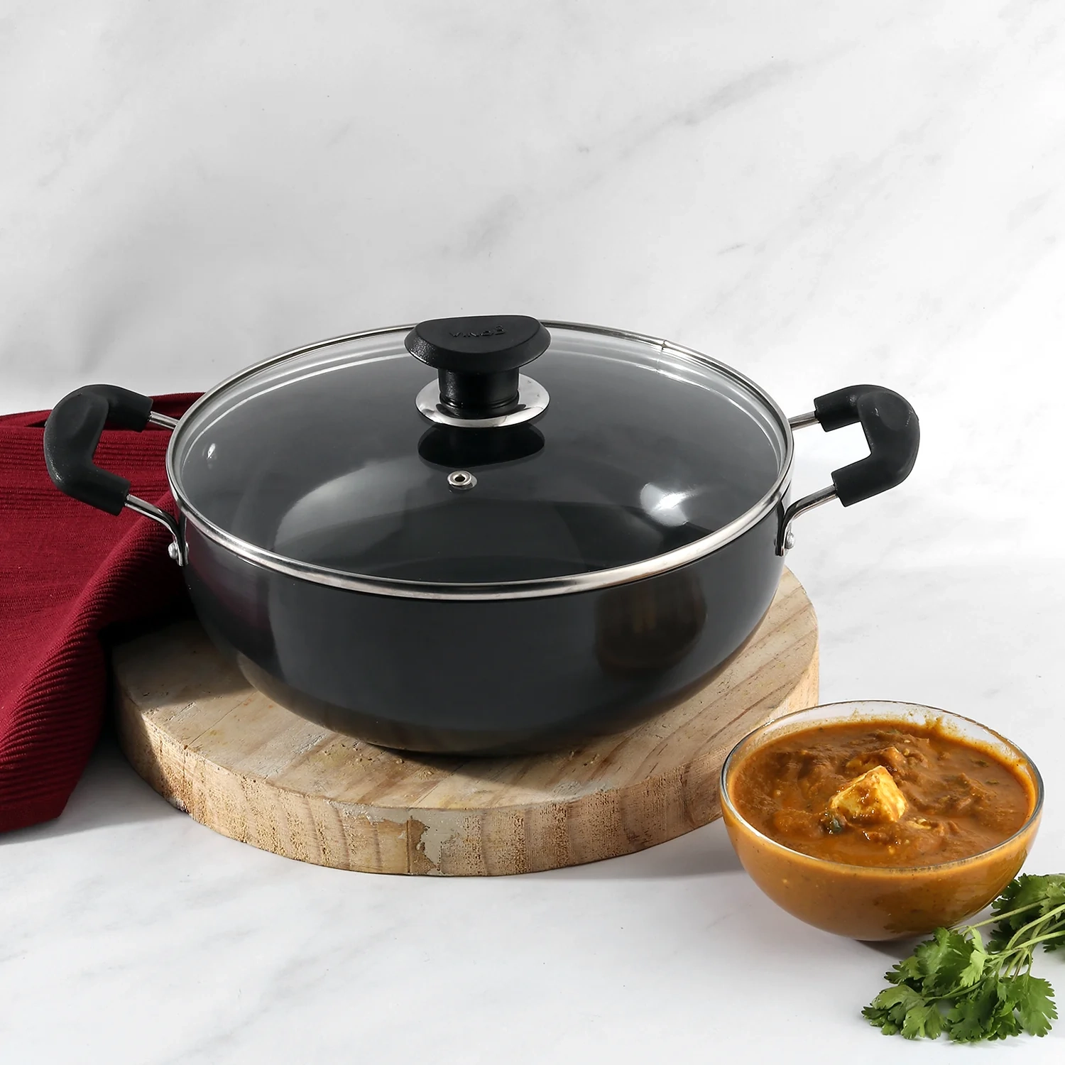 Vinod Hard Anodised Deep Kadai (Induction Friendly), Size - 2.6 LTR , 3.1 LTR , 4.1 LTR , 5.5 LTR