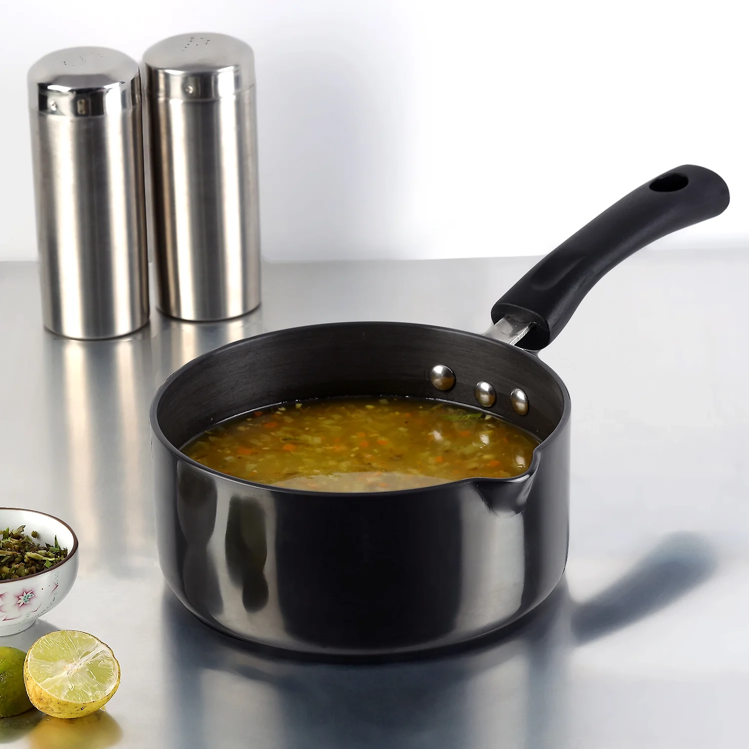 Vinod Hard Anodised Saucepan , Size - 1.1 LTR , 1.7 LTR , 2.3 LTR , 3.1 LTR , 4.1 LTR