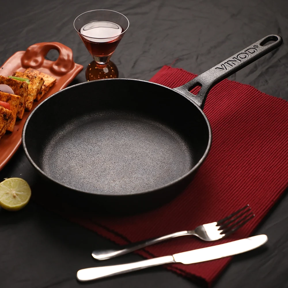 Vinod Legacy Pre - Seasoned Cast Iron Frypan (Induction Friendly), Size - 22 CM , 24 CM
