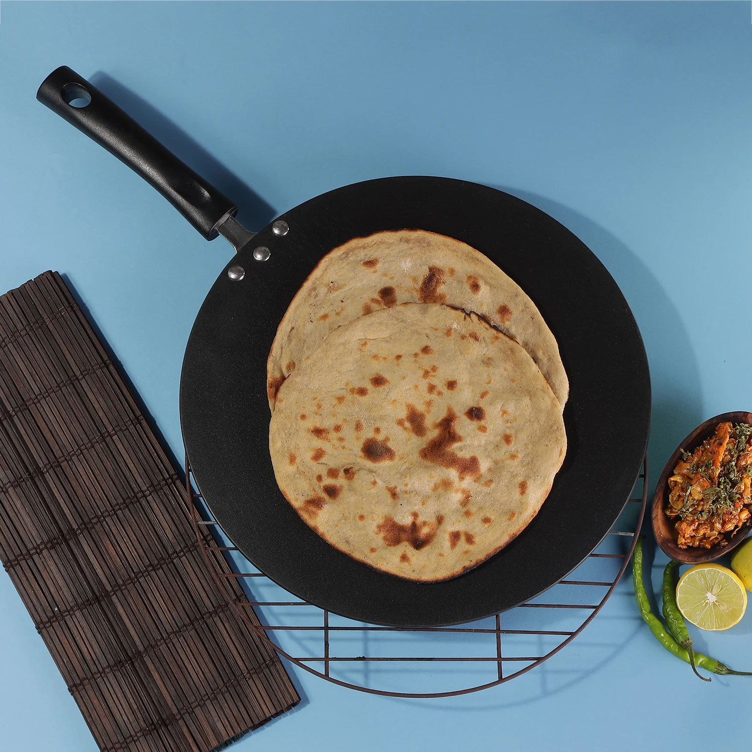 Vinod Hanos Non-Stick Flat Multi Roti Tawa , Size - 30 CM , 32.5 CM