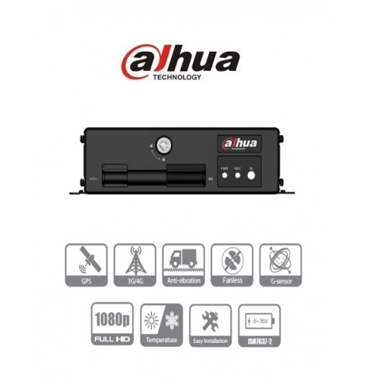 DHI-MXVR1004-GFW - 4-channel Mobile Dvr - Uses SD memory - Supports 2 SD - GPS - 3G/4G/WIFI - 1080P