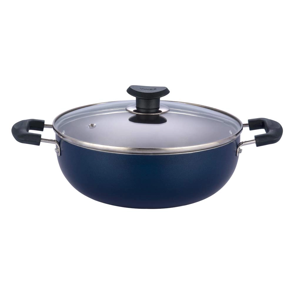 Vinod Zest Non-Stick Deep Kadai with Glass Lid - ZNKL24/26   3.1/4.1 LTR
