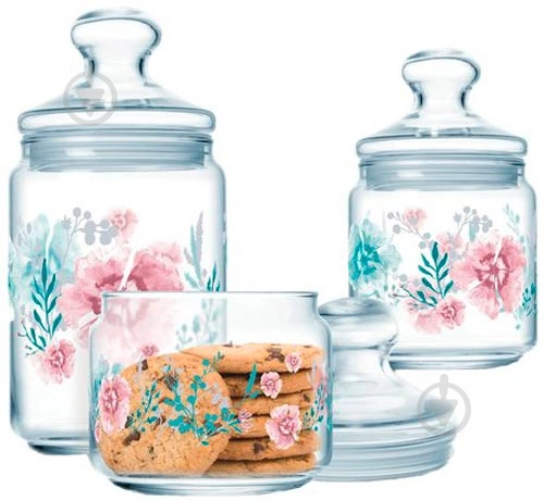 Luminarc Sabline 3-Piece Pot Club Jar Set Pink/Blue/Clear