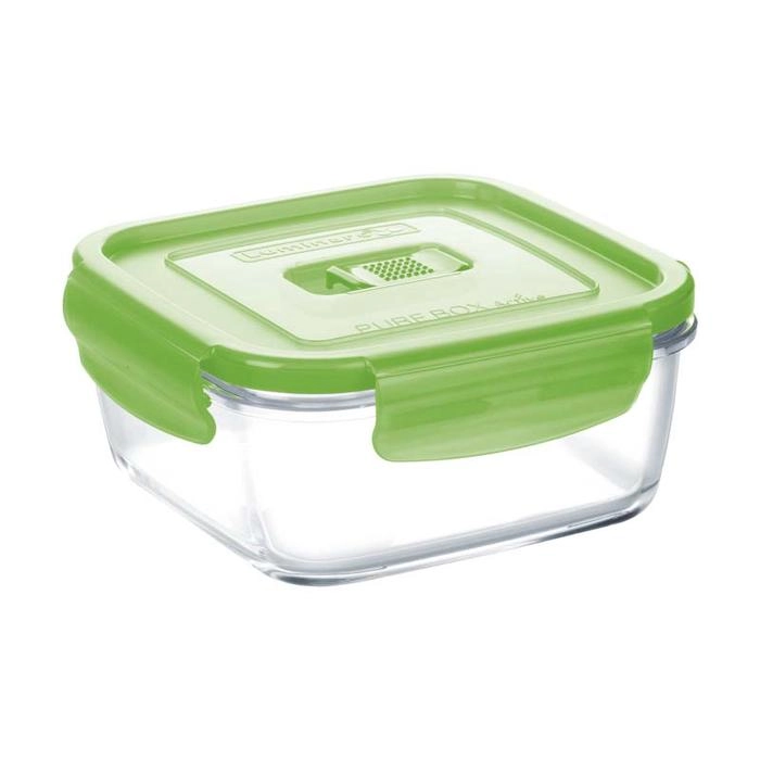 Luminarc Pure Box Active Square 1.2L , 380 ML Color -Green ,Orange