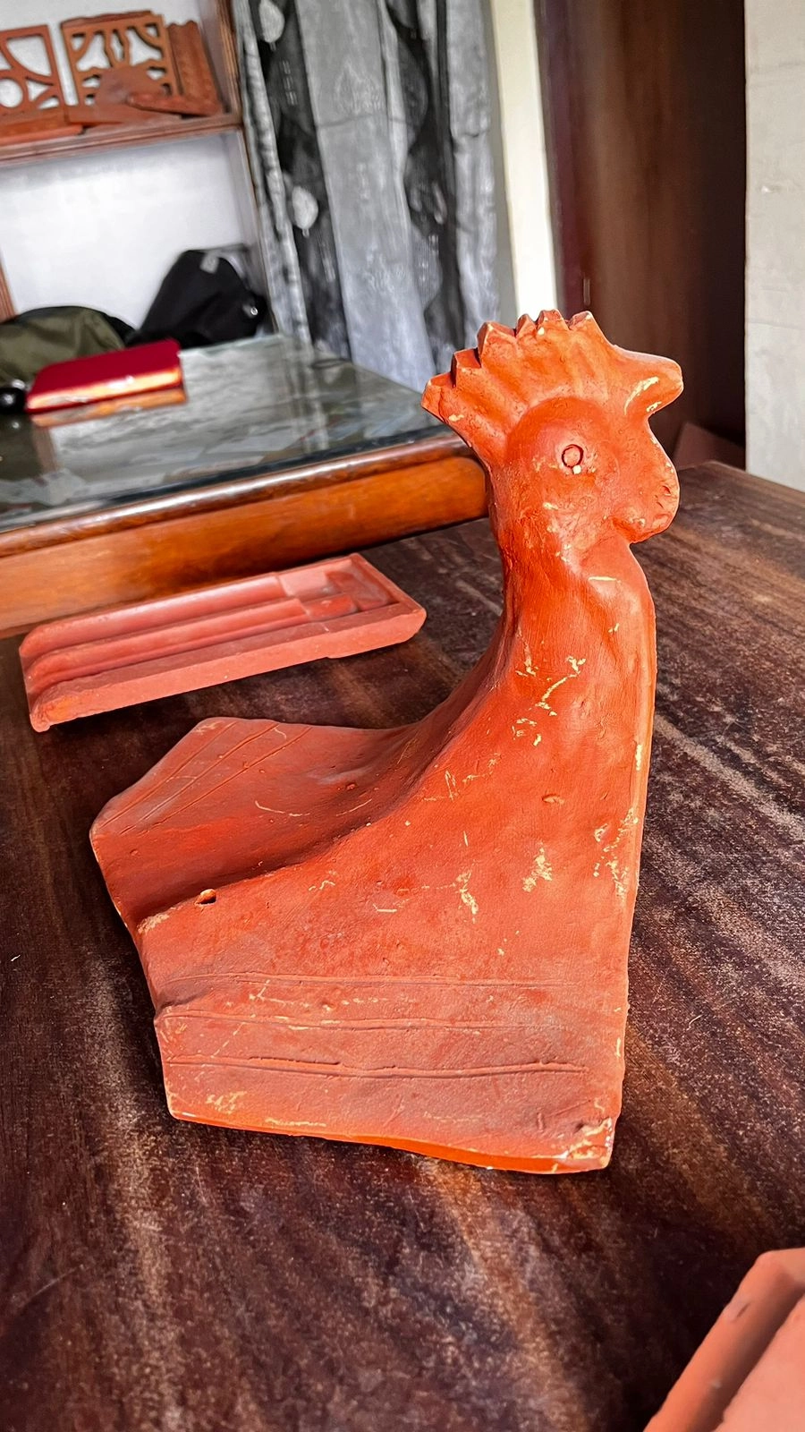 Chicken roof finial 90 degree angled ridge tile, 45 degree pitch