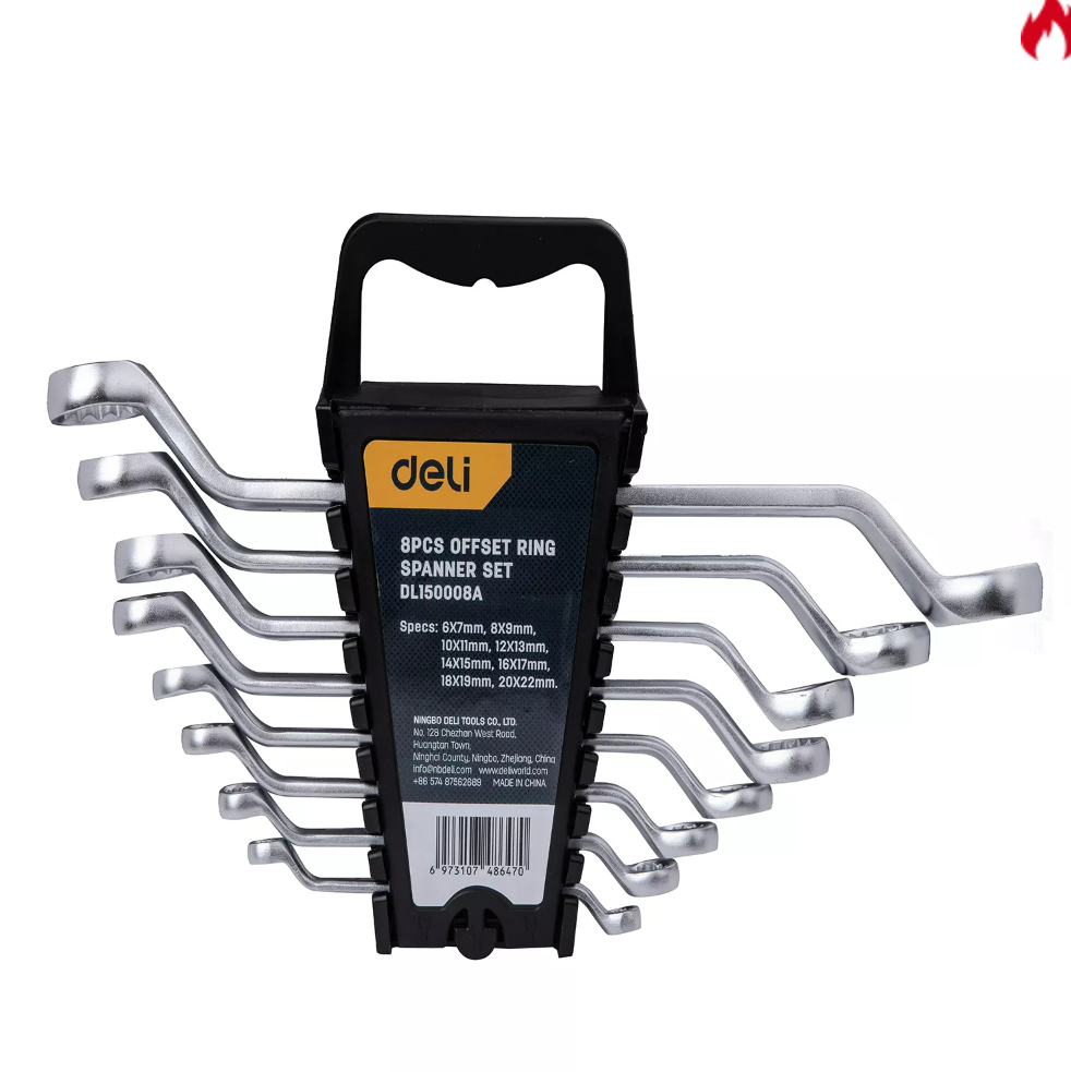 Deli -8PCS Double Offset Ring Spanner Set - EDL150008A