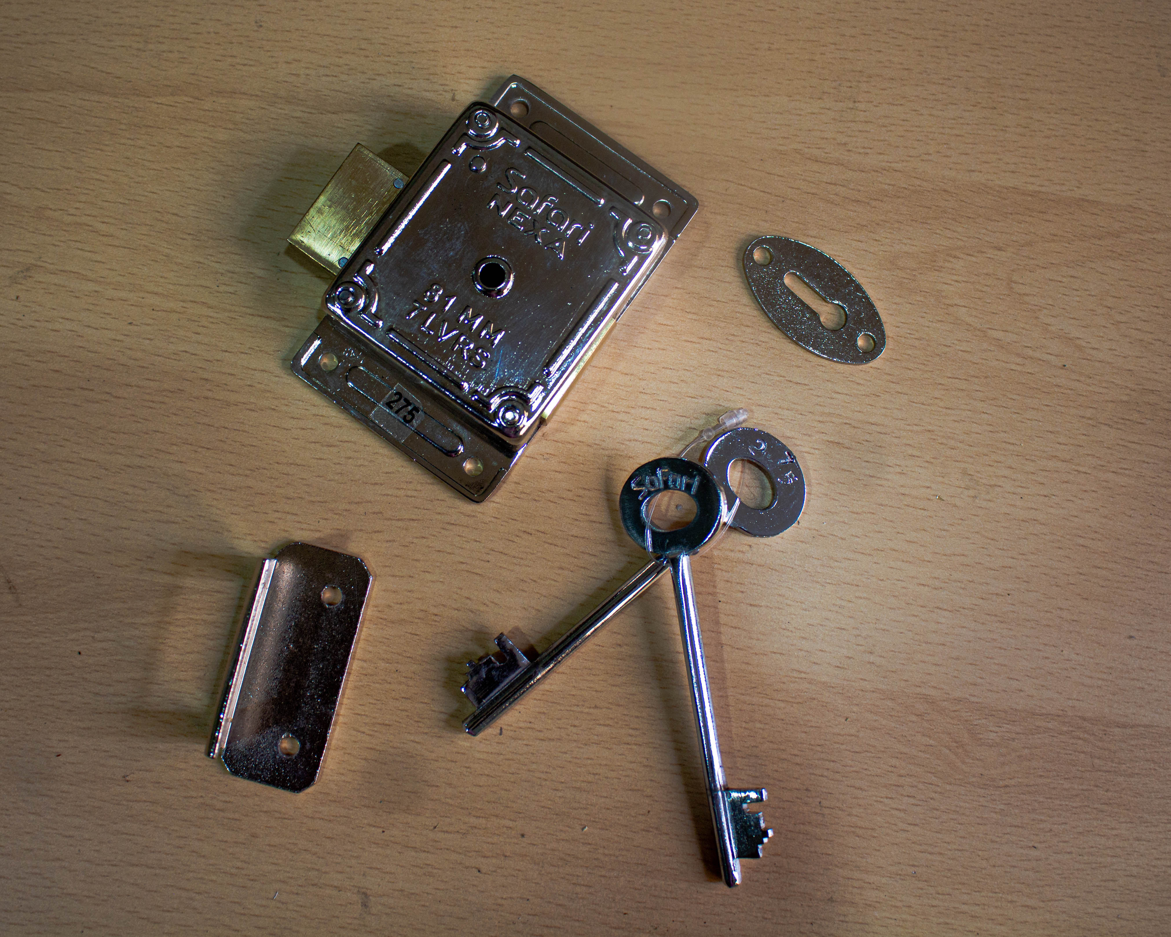 Mortise Rectangular Steel Cupboard Lock , Chrome