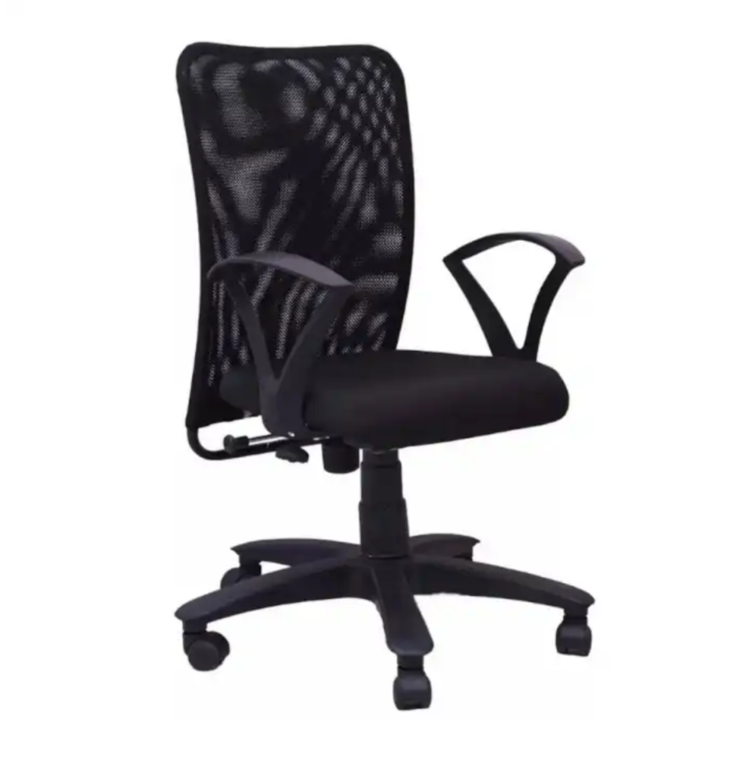 Nylon Office Arm Chair- Black (TP 206)