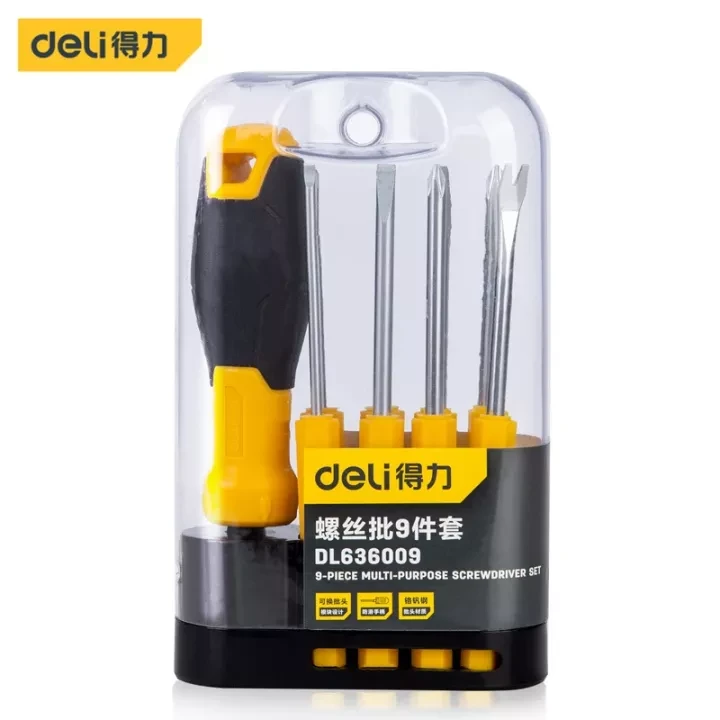 Deli 9Pcs Interchangeable Head Screwdriver DL636009B