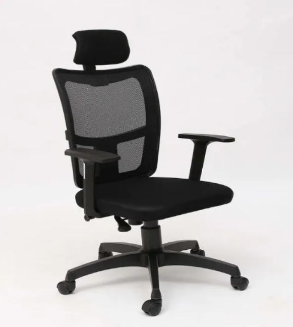 High Back Chair With Headrest-Black (TP 132)