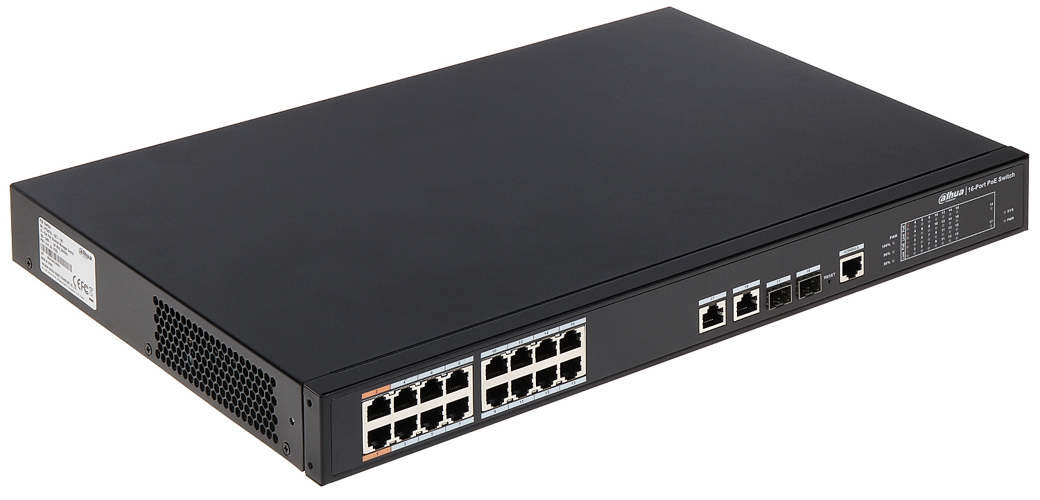 Dahua 16-port 100 Mbps + 2-port Gigabit Managed PoE Switch