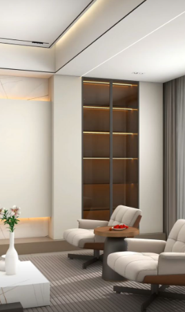 Wood Wardrobe, Glass Door, Shelves