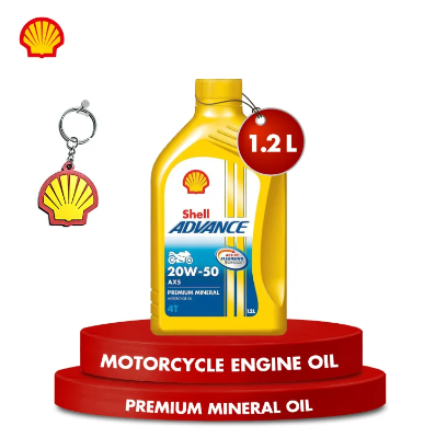 Shell Advance AX5 4T 20W-50 API SL Premium Mineral Motorbike Engine Oil (1.2 L)