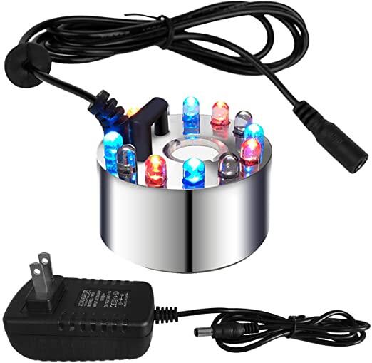 Ultrasonic Mist Maker Fogger Water Fountain Convenient Pond Atomizer 12 LED