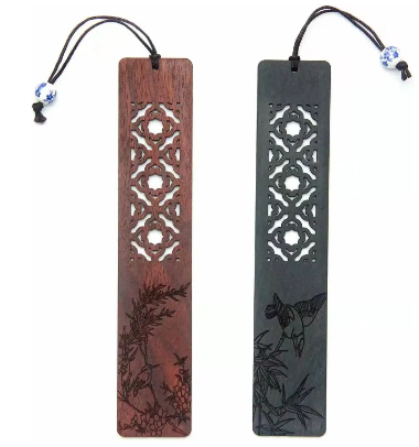 Wooden Carving Natural Wood Brown and Black Bookmarks