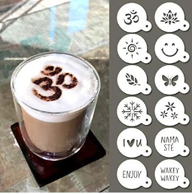 Coffee Stencils Reusable barista set Cocoa stencil 12 pieces