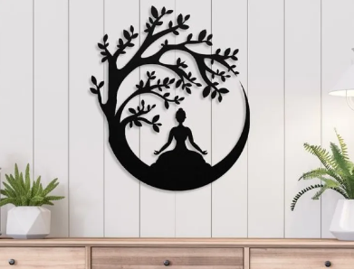 Meditation Wall Decor Wooden Art