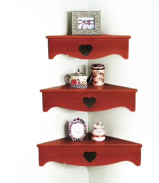 Wall Corner Shelf Home Decor Shelves Rack Brown 3 Set