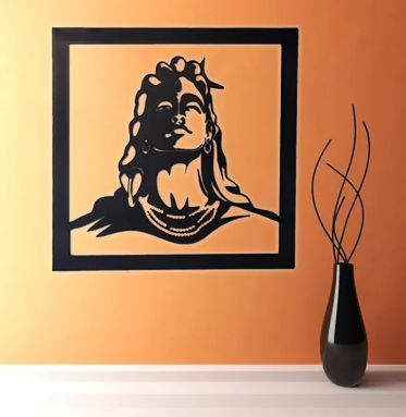Adiyogi Wooden Canvas Wall Decor