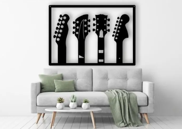 3D Guitar Canvas Wooden Frame