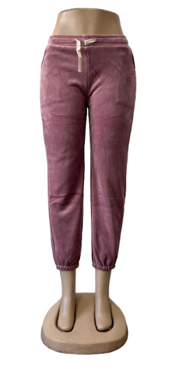 Elastic Waist Plain Velvet Jogger Sweatpants for women