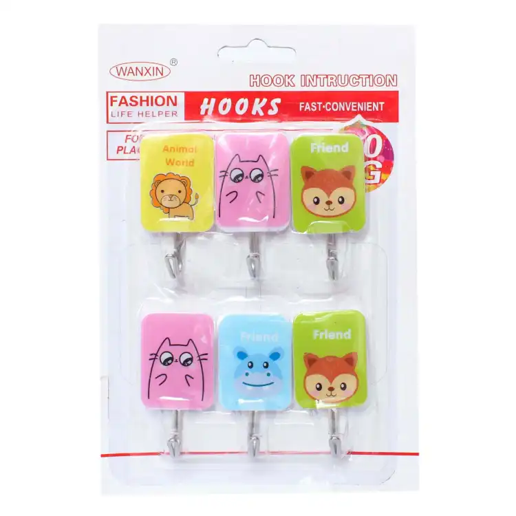 Waxin Animal Printed Hooks 6 Pcs