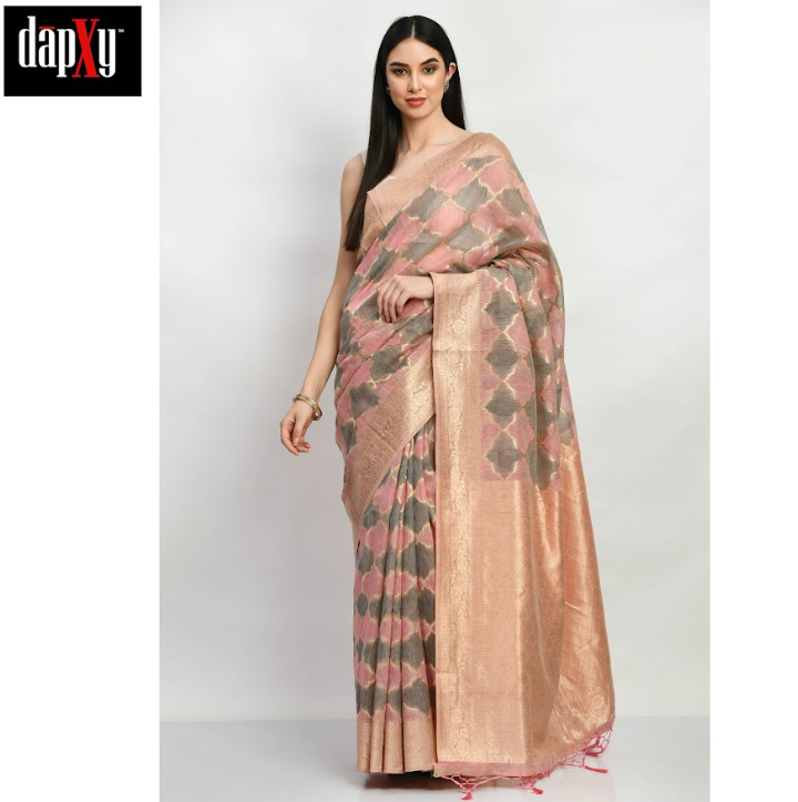 Dapxy Boutique Collection Ethnic Motif Woven Design Zari Tissue Silk Saree (DS- 15)