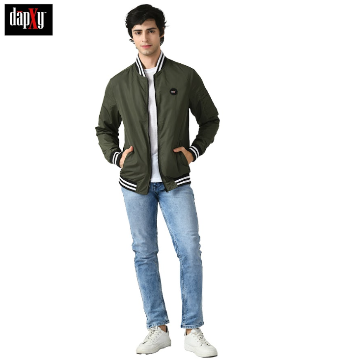 Dapxy Men Solid Brand Logo Puffer Jacket (DMW-10)