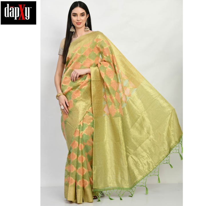 Dapxy Boutique Collection Ethnic Motif Woven Design Zari Tissue Silk Saree (DS- 13)