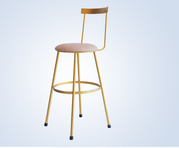 Metal Barstool Velvet Soft Back High Chair