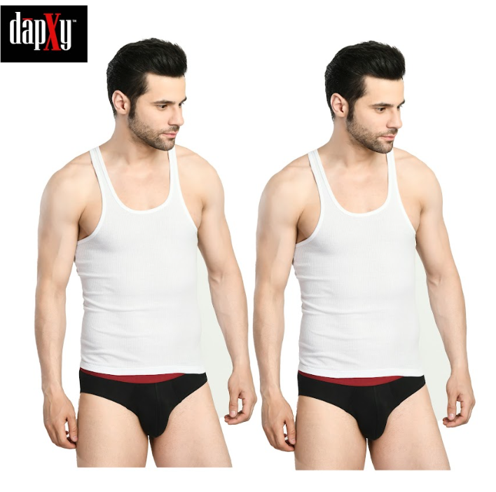 Dapxy Pack of 2 100% Combed Cotton Vest for Men (DUG-7)