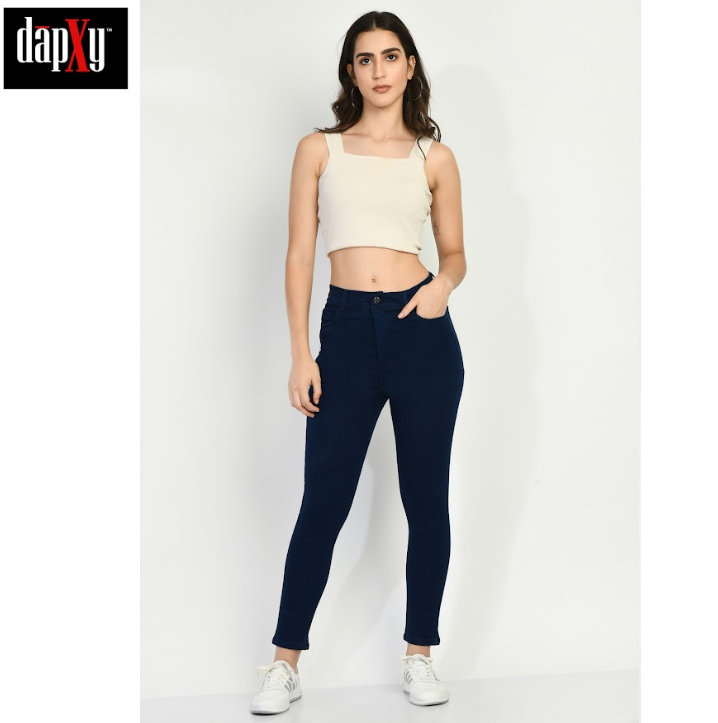 Dapxy Navy Blue Skinny Fit Regular Length Stretchable Denim Jeans For Women (DLJ-2)