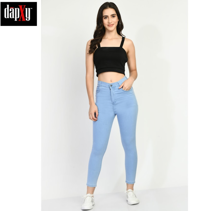 Dapxy Light Blue Skinny Fit Regular Length Stretchable Denim Jeans For Women (DLJ-3)