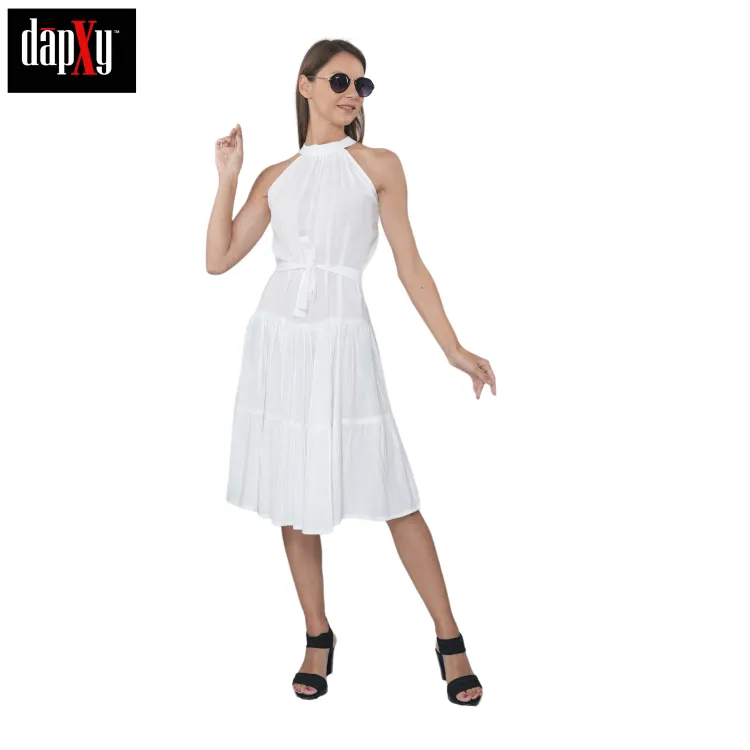 Dapxy Cotton Solid Plain One Piece Dress for women (DK-13)