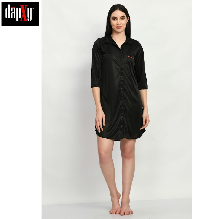 Dapxy Babydoll Luxurious Knee Length Satin Nightshirt For Women (DNW-10)