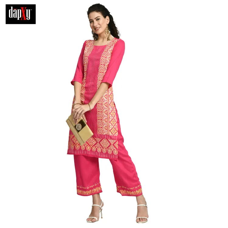 Dapxy Women Pink Kurta with Palazzos (DK-85)