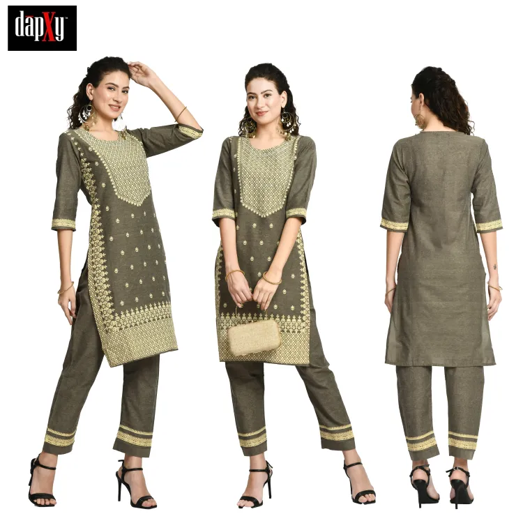 Dapxy Women Olive Green Kurta with Palazzos (DK-80)