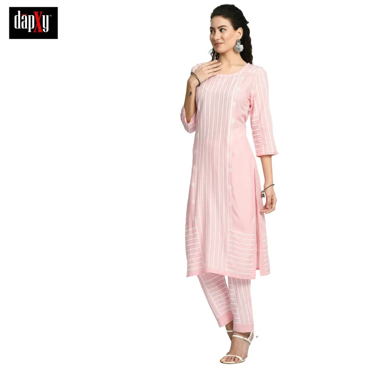 Dapxy Women Baby Pink Kurta with Palazzos (DK-77)