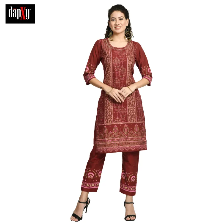 Dapxy Women Maroon Kurta with Palazzos (DK-76)