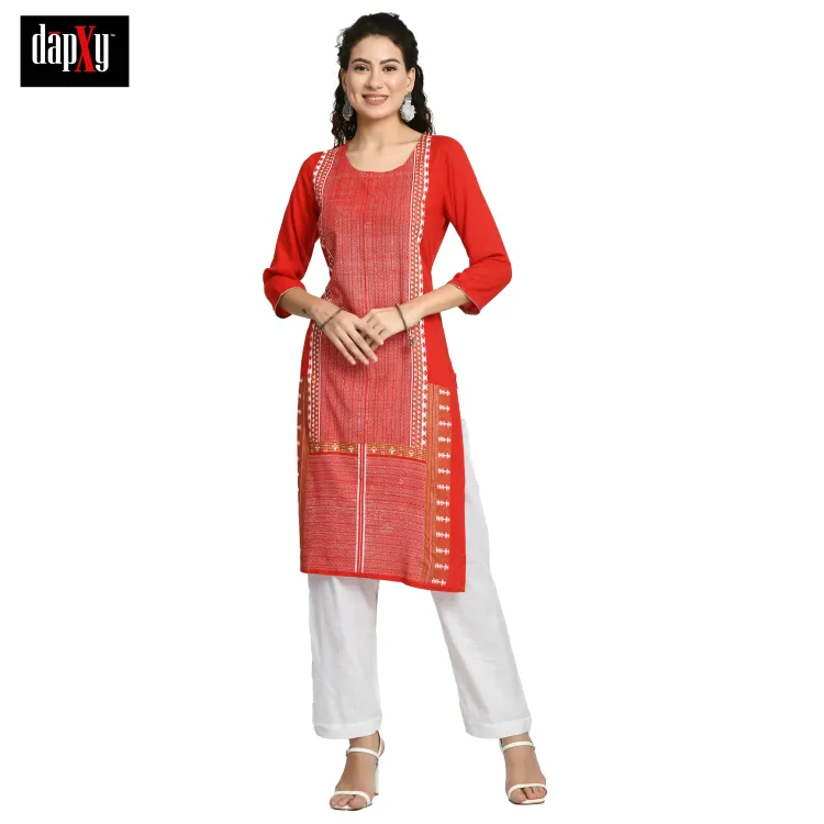 Dapxy Women Red Kurta with Palazzos (DK-79)