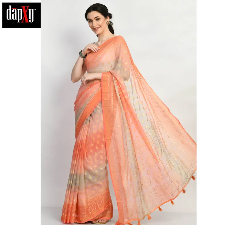 Dapxy Dual Tone Printed Georgette Saree With Blouse Piece For Women (Ds-93)