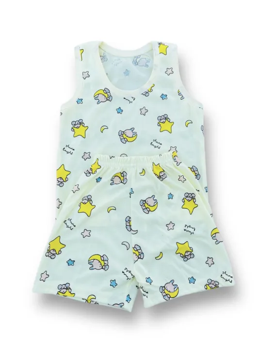 Cute Printed Clothing Set For Kids Vest And Shorts