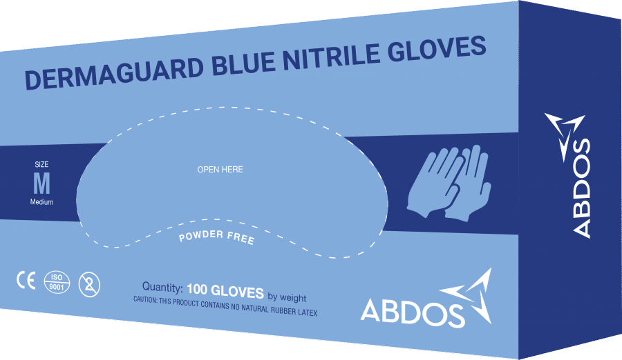 Abdos DERMA GUARD Blue Nitrile Gloves – 9.5 inches length