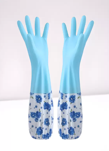 Fur Inside Kitchen Dish Washing and Cleaning  Gloves With Sleeve